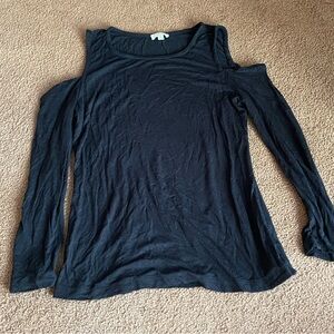 Lily White black cut out cold shoulder long sleeved shirt S